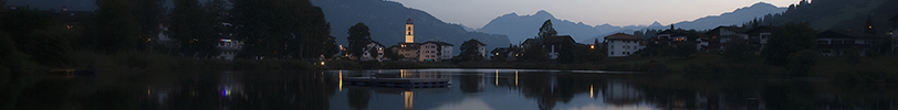 Laax Dorf beim eindunkeln